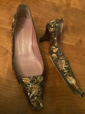 EUC VTG 90’s Jean-Michel Cazabat Brocade Kitten Pumps